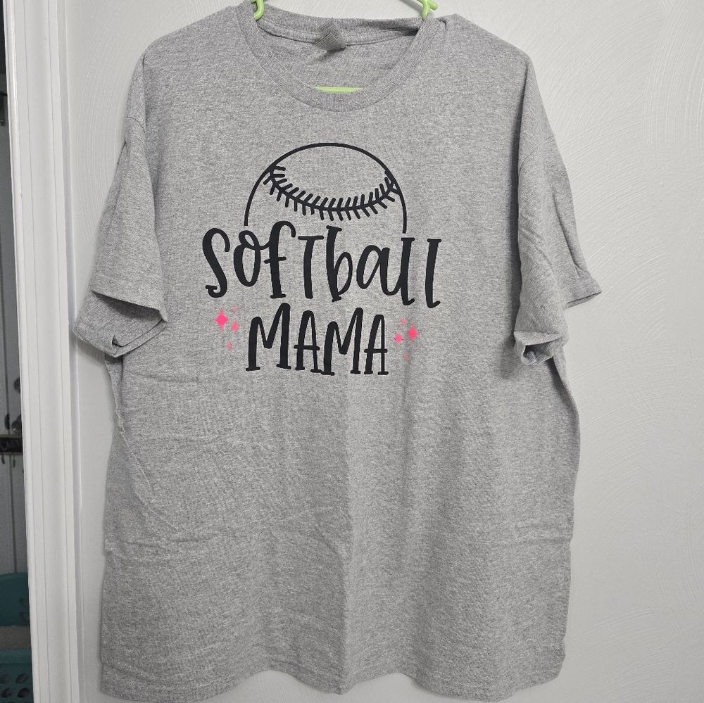 Gray Softball Mama T-Shirt